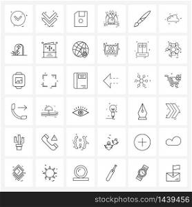 36 Universal Line Icon Pixel Perfect Symbols of clouds, storage, game, cloud, brush Vector Illustration