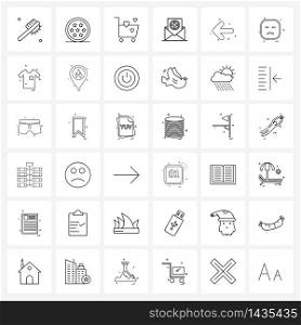36 Universal Line Icon Pixel Perfect Symbols of direction, message, cart, chatting, medical Vector Illustration