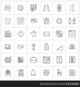 36 Universal Line Icon Pixel Perfect Symbols of internet, travel, smile, route, crosswalk Vector Illustration