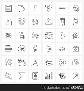 36 Universal Line Icon Pixel Perfect Symbols of scale, medicine, tea, medical, capsule Vector Illustration