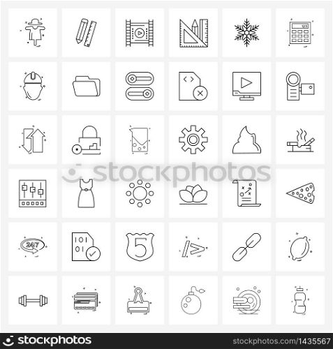 36 Universal Line Icons for Web and Mobile Christmas, stationery, video, design, architect Vector Illustration