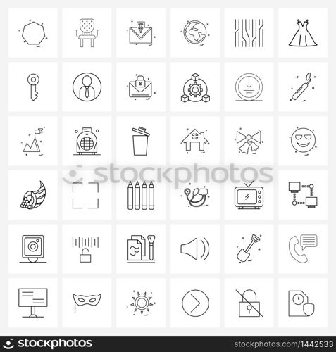 36 Universal Line Icons for Web and Mobile circuit, internet, message, global, globe Vector Illustration