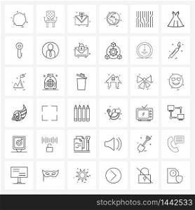 36 Universal Line Icons for Web and Mobile circuit, internet, message, global, globe Vector Illustration