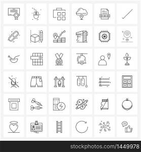 36 Universal Line Icons for Web and Mobile file, internet, bag, information, cloud Vector Illustration