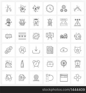 36 Universal Line Icons for Web and Mobile hours, clock, protection, India, country Vector Illustration