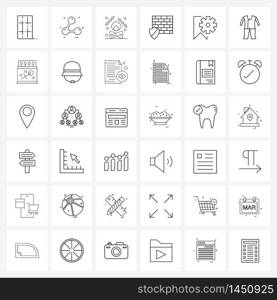 36 Universal Line Icons for Web and Mobile label, software, fire, security, firewall Vector Illustration
