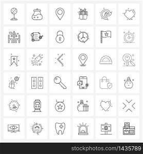 36 Universal Line Icons for Web and Mobile lock, Christmas, location, present, box Vector Illustration