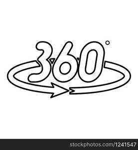 360 degree rotation arrow Concept full view icon outline black color vector illustration flat style simple image. 360 degree rotation arrow Concept full view icon outline black color vector illustration flat style image