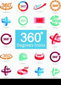 360 Degree View Related Vector Icons for Your Design.