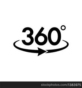360 degrees icon in black simple design on an isolated white background. EPS 10 vector.. 360 degrees icon in black simple design on an isolated white background. EPS 10 vector