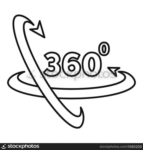 360 degrees icon. Outline 360 degrees vector icon for web design isolated on white background. 360 degrees icon, outline style