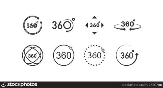 360 degrees icon set. Angle 360 vector desing.