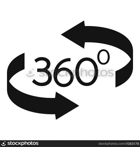 360 degrees icon. Simple illustration of 360 degrees vector icon for web design isolated on white background. 360 degrees icon, simple style