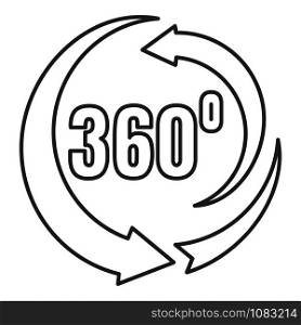 360 degrees rotation icon. Outline 360 degrees rotation vector icon for web design isolated on white background. 360 degrees rotation icon, outline style