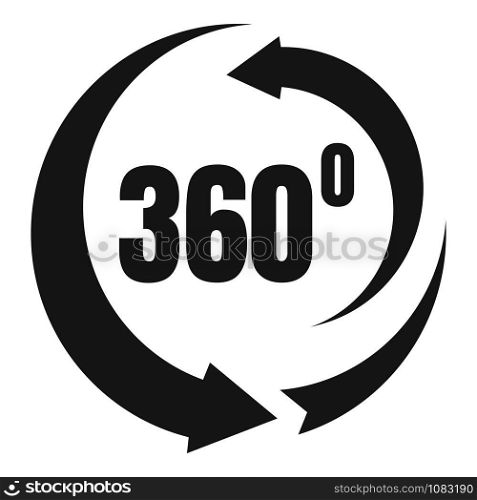 360 degrees rotation icon. Simple illustration of 360 degrees rotation vector icon for web design isolated on white background. 360 degrees rotation icon, simple style