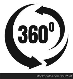 360 degrees rotation icon. Simple illustration of 360 degrees rotation vector icon for web design isolated on white background. 360 degrees rotation icon, simple style