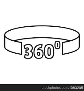 360 degrees simulation icon. Outline 360 degrees simulation vector icon for web design isolated on white background. 360 degrees simulation icon, outline style