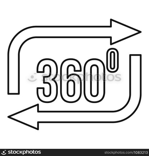360 degrees simulation icon. Outline 360 degrees simulation vector icon for web design isolated on white background. 360 degrees simulation icon, outline style