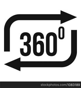 360 degrees simulation icon. Simple illustration of 360 degrees simulation vector icon for web design isolated on white background. 360 degrees simulation icon, simple style