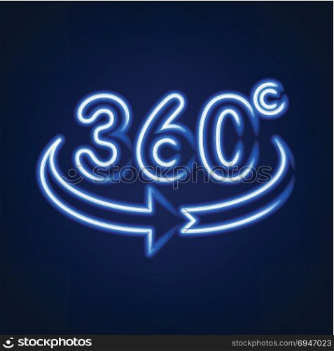 360 degrees view sign icon neon light effect you can adjustment the colors as you want.