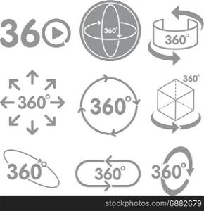 360 degrees view sign icon on the white background Virtual Reality technology concept.