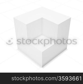 3d abstract background, cube on white background with grid