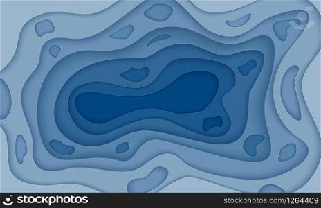 3D Abstract Background With Blue Paper Cut Shapes. Colorful Carving Art Design Layout for Business Presentations, Flyers, Posters And Invitations. Vector Illustration