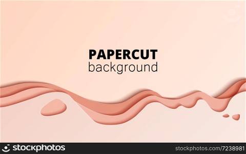 3D abstract background with light beige paper cut shapes. Vector design layout for business presentations, flyers, posters. Papercut trendy style wide screen.. Abstract stylish paper cut background design.