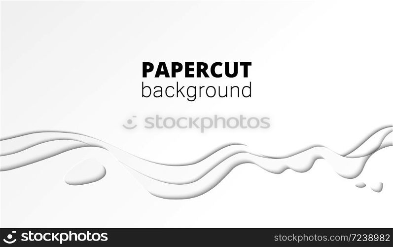 3D abstract background with white paper cut shapes. Vector design layout for business presentations, flyers, posters. Papercut trendy style wide screen.. Abstract stylish paper cut background design.
