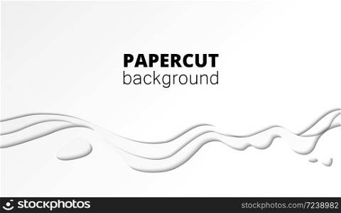 3D abstract background with white paper cut shapes. Vector design layout for business presentations, flyers, posters. Papercut trendy style wide screen.. Abstract stylish paper cut background design.