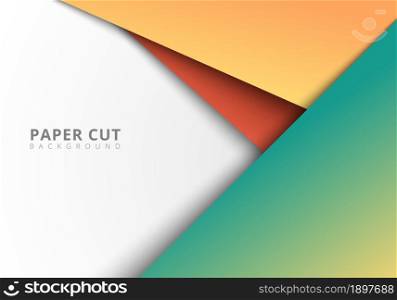 3D abstract colorful geometric paper cut style overlap layer on white background. Vector illustration