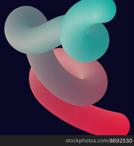 3d abstract colorful twisted liquid shapes. Creative design elements