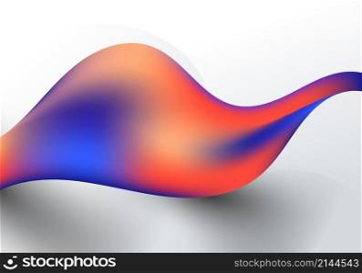 3D abstract neon color dynamic fluid wave on white background. Vector graphic illustration