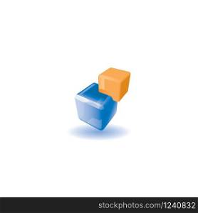 3D abstract square cube stacked boxes logo symbol icon template Vector illustration