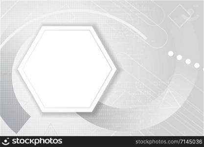 3D Abstract white background of Embossed surface frame Hexagon.Honeycomb modern pattern concept, Creative network light style. Geometric mesh minimal clean gradient color banner.vector illustration