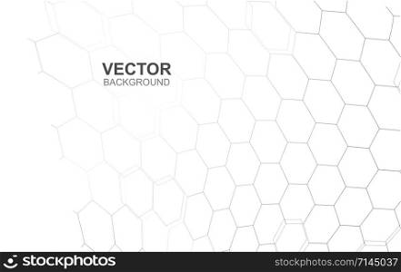 3D Abstract white background of Embossed surface Hexagon,Honeycomb modern pattern concept, Creative network light style. Geometric mesh minimal clean gradient color for chemical.vector illustration