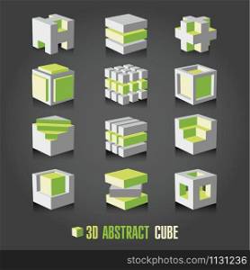 3d adstract cube set of logotype