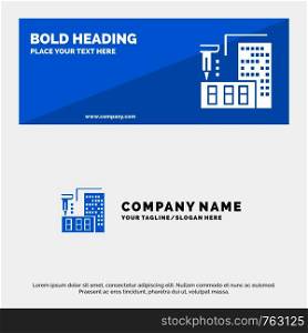 3d, Architecture, Construction, Fabrication, Home SOlid Icon Website Banner and Business Logo Template