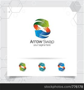 3D arrow logo vector design with concept of colorful modern style for digital business, website, agency and studio.