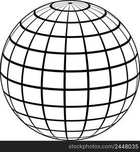 3D ball globe earth sphere, coordinate grid, globe meridian parallel