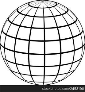 3D ball globe earth, sphere coordinate grid, globe meridian parallel