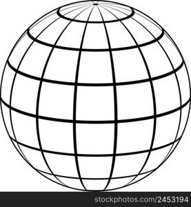 3D ball globe, earth sphere coordinate grid, globe meridian parallel