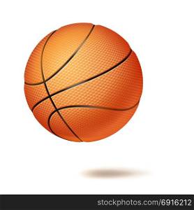 3D Basketball Ball Vector. Classic Orange Ball. Illustration. Realistic Basketball Ball Vector. Classic Round Orange Ball. Sport Game Symbol. Illustration