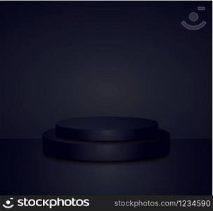3d black cylinder podium minimal studio background. Abstract 3d geometric shape object illustration render Display