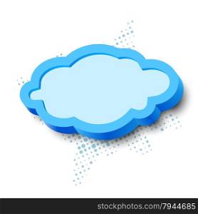 3d blue cloud frame with border and halftone dots