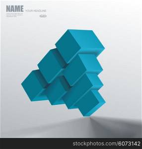 3d blue cube. Vector illustration.