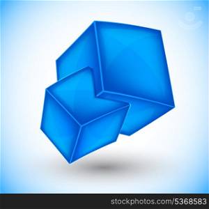 3d blue cubes. Abstract illustration