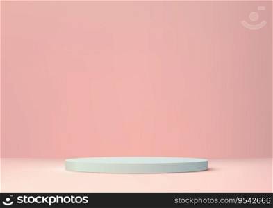 3D blue podium on a pink background is a perfect mockup for displaying your products. It is minimalist and modern. Vector illustration