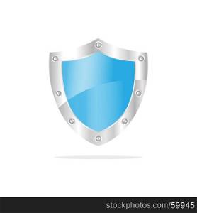 3D Blue security shield on a white background