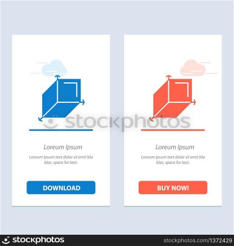 3d, Box, Cuboid, Design Blue and Red Download and Buy Now web Widget Card Template